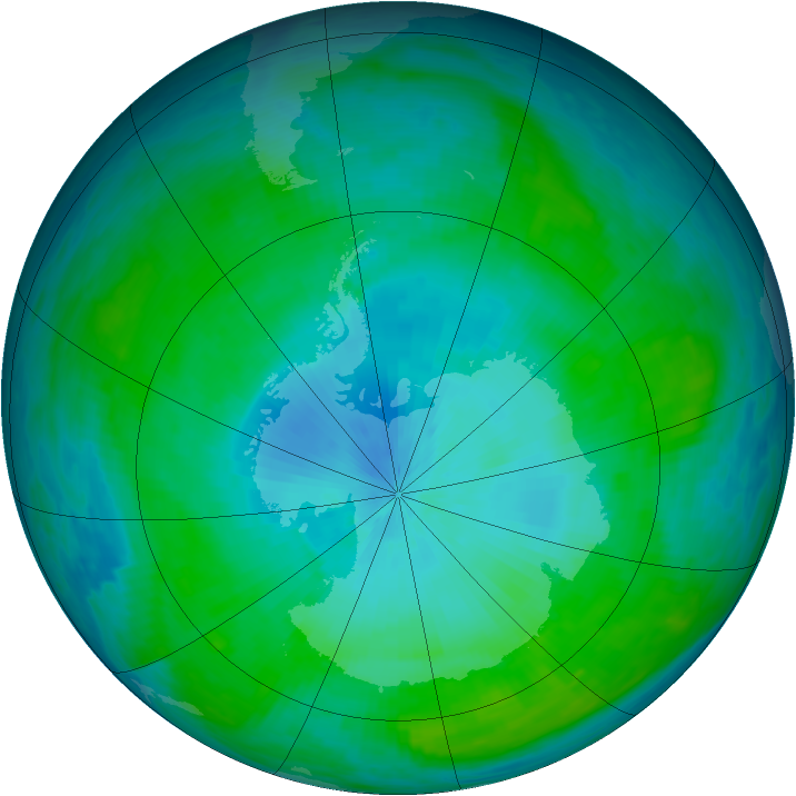 Antarctic ozone map for 11 February 1985